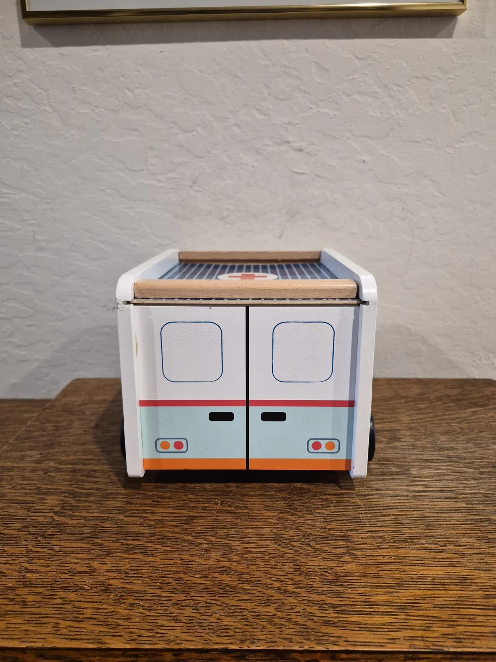 Wooden Toy Ambulance - White and Light Blue Kids Vehicle